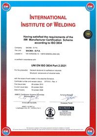   Certification ISO 3834-2 IIW  