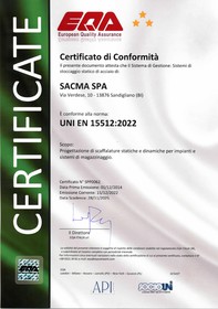   Certificato UNI EN 15512:2022  